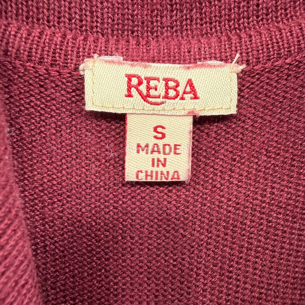 REBA Burgundy Cowl Neck Fringe Tunic Sweater Women's Size Small - Picture 4 of 9